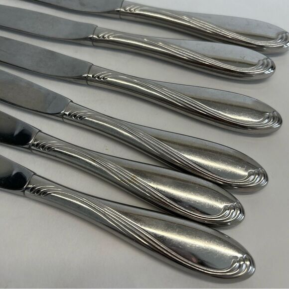 Oneida Camber Cresta Windswept Scroll 6 Dinner Knives - Picture 2 of 4